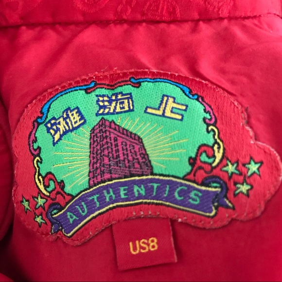 Authentics Chinese Silk Dress Red Beautiful US 8 - Picture 7 of 16